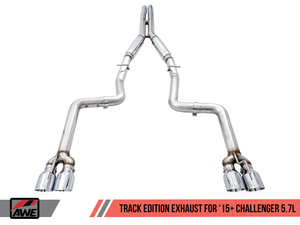 AWE Track Edition Exhaust for 15+ Challenger 5.7 - Diamond Black Quad Tips