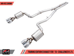 AWE Touring Edition Exhaust for 15+ Challenger 5.7 - Non-Resonated - Diamond Black Quad Tips