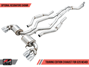 AWE Non-Resonated Touring Edition Exhaust for G20 M340i - Diamond Black Tips