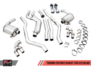 AWE Non-Resonated Touring Edition Exhaust for G20 M340i - Diamond Black Tips