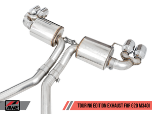 AWE Non-Resonated Touring Edition Exhaust for G20 M340i - Chrome Silver Tips
