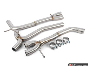 MK7 Jetta Quad Exit Axle-Back Exhaust System - With Carbon Fiber Rear Diffuser & 3.5" Chrome Tips