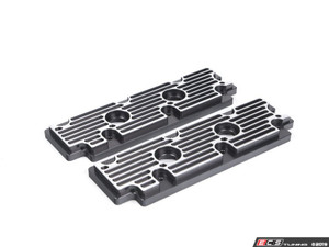 964 Billet Aluminum Upper Valve Cover Pair - Black w/Brushed Fins