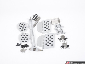 Rennline (Rev2) - 3PC Pedal Set - Rubber Grip - Silver Pedals / Silver Extensions
