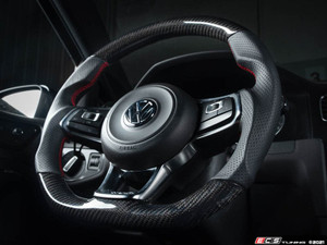 MK7/MK7.5 GTI/GLI Carbon Fiber Steering Wheel - Perforated Leather with Red Stitching