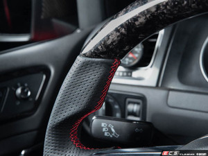 MK7/MK7.5 GTI/GLI Forged Carbon Fiber Steering Wheel - Perforated Leather with Red Stitching