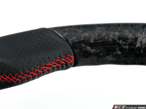 MK7/MK7.5 GTI/GLI Forged Carbon Fiber Steering Wheel - Perforated Leather with Red Stitching