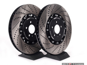 Front Big Brake Kit - Stage 5 - 2-Piece Cross-Drilled & Slotted Rotors (358x32) | ES4406