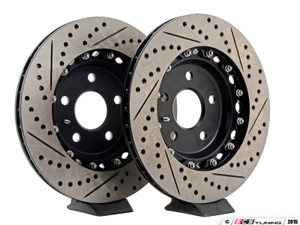 Front & Rear Brake Kit - Stage 1 - 2-Piece Cross Drilled & Slotted Rotors | ES3006380