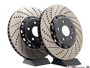 Front & Rear Brake Kit - Stage 1 - 2-Piece Cross Drilled & Slotted Rotors | ES3006380