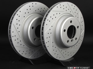 Front Cross Drilled & Slotted Brake Rotors - Pair (348X30) | ES3220926