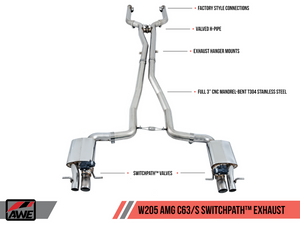AWE Tuning Mercedes-Benz W205 AMG C63/S Sedan SwitchPath? Exhaust System - for non-Dynamic Performance Exhaust cars (no tips)