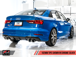 AWE SwitchPath?Ѣ Exhaust for Audi 8V S3 - Chrome Silver Tips, 102mm
