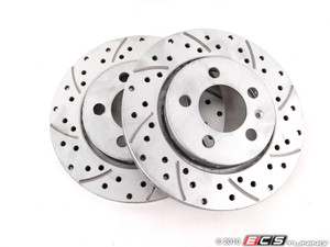 TT 225HP Rear Big Brake Kit - Cross Drilled & Slotted Rotors (256x22) - Bare Aluminum