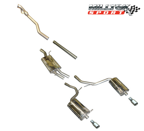 Milltek Cat Back Exhaust with 100mm Polished Tips - A4 1.8T B6 2WD - 5 speed