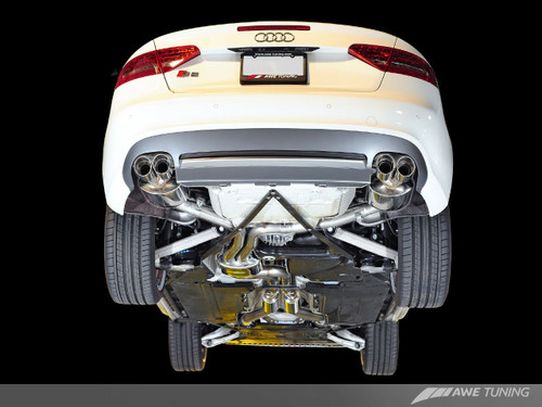 AWE Tuning S5 Sportback Touring Edition Exhaust System (Exhaust + Non-Resonated Downpipes) - Chrome Silver Tips