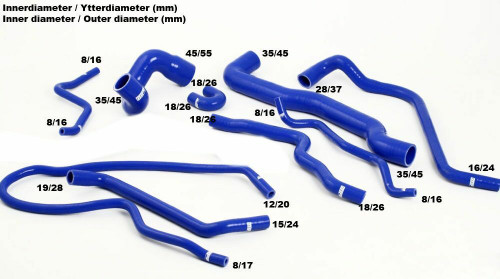 SAAB 9-3 Turbo T7 99-03 Coolant hoses Blue