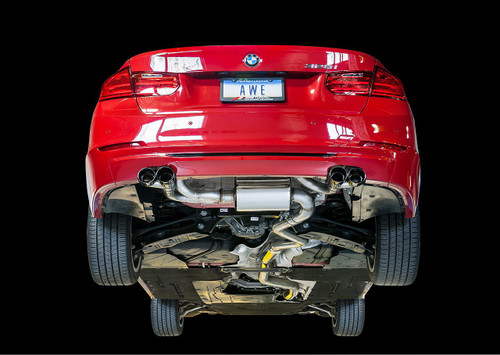AWE Tuning BMW F3X N20/N26 328i/428i Touring Edition Exhaust, Quad Outlet -- Diamond Black Tips (80mm)