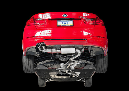 AWE Tuning BMW F3X N20/N26 328i/428i Touring Edition Exhaust, Single Side -- Chrome Silver Tips (80mm)