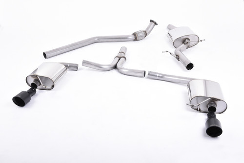 Milltek Resonated - Dual Outlet - Cerakote Black Tips - B8 A4 2.0T - Manual Transmission