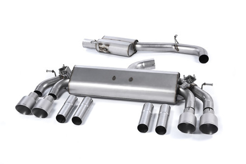 Milltek Resonated Cat Back Exhaust With Quad Round Titanium Tips  - Audi S3 2.0 TFSI Quattro Sedan 8V