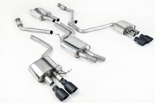 Milltek Resonated And Valved Cat-Back Exhaust System With Quad Cerakote Black Tips  - Audi SQ5 3.0 TFSI