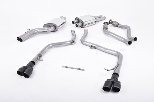 Milltek Downpipe Back Non Resonated - Quad Cerakote Black 80mm GT Tips - S4 3.0T Milltek Downpipe Back Non Resonated - Quad Cerakote Black 80mm GT Tips - S4 3.0T
