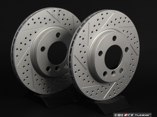 Front Cross Drilled & Slotted Brake Rotors - Pair 11.57" ( 294x22)