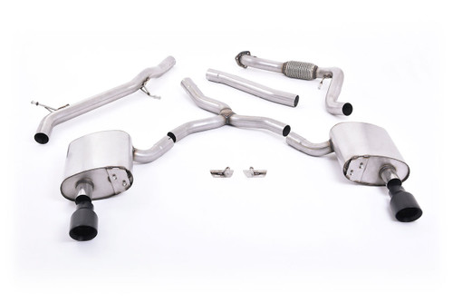 Milltek Non Resonated Cat Back - Dual GT-100 Cerakote Black Tips - A4 B9 Quatttro 2.0T