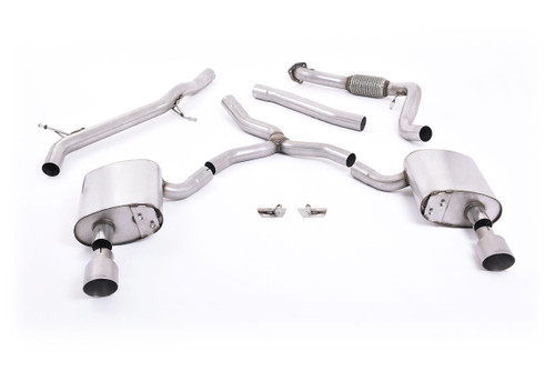 Milltek Non Resonated Cat Back - Dual GT-100 Titanium Tips  - A4 B9 Quatttro 2.0T