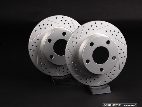 Rear Cross Drilled & Slotted Brake Rotors - Pair (255x10) 1.50" Offset