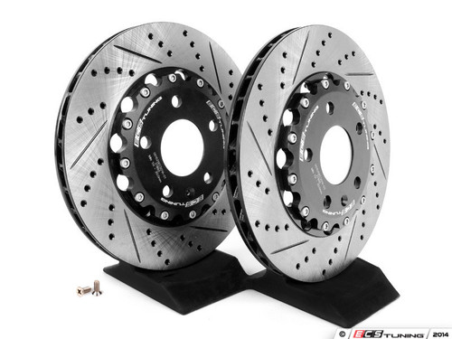 Rear Cross Drilled & Slotted 2-Piece Brake Rotors - Pair (300x22)