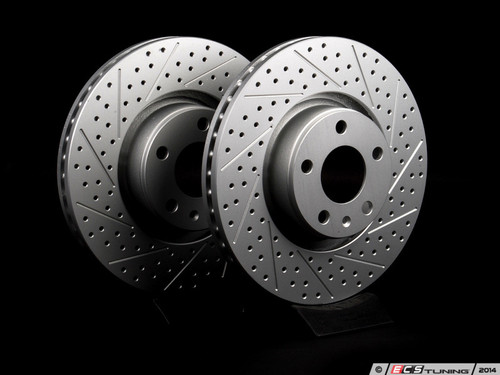 Front Cross Drilled & Slotted Brake Rotors - Pair (321x30)