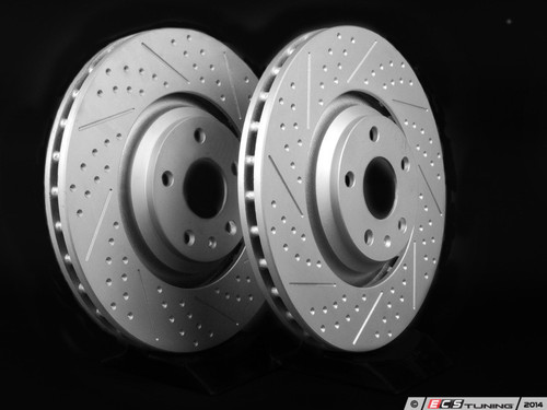 Front Dimpled And Slotted Brake Rotors - Pair (340x30)