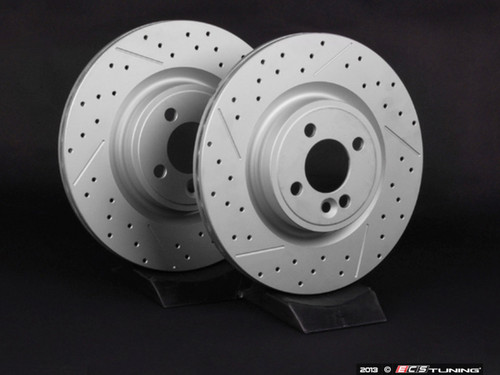Front Cross Drilled & Slotted Brake Rotors - Pair 12.44" (316x22)