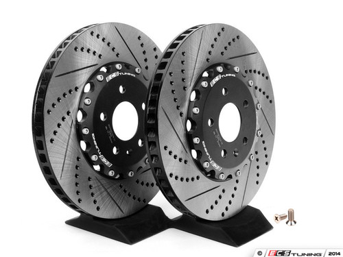 Front Cross-Drilled & Slotted 2-Piece Brake Rotors - Pair (345x30)