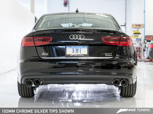 AWE Tuning Audi C7.5 A6 3.0T Touring Edition Exhaust - Quad Outlet, Chrome Silver Tips