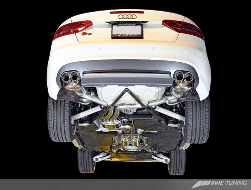 AWE Tuning S5 Sportback Touring Edition Exhaust System (Exhaust + Resonated Downpipes) - Diamond Black Tips