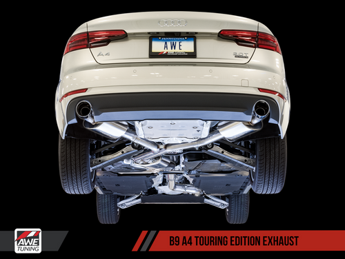 AWE Tuning B9 A4 Touring Edition Exhaust, Dual Outlet - Chrome Silver Tips (includes DP)