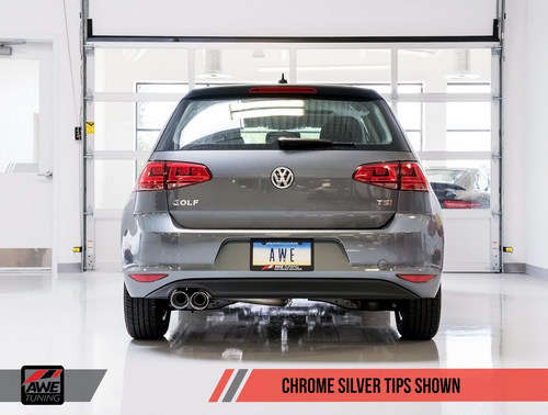 AWE Tuning VW MK7 Golf 1.8T Track Edition Exhaust with Chrome Silver Tips (90mm)