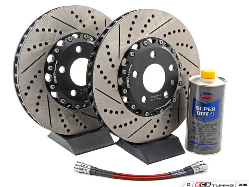 Front Brake Kit - Stage 1 - 2-Piece Cross Drilled & Slotted Rotors (321x30)