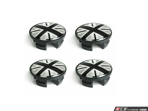 Center Cap (54mm) Union Jack  Gray Jack - Set Of Four