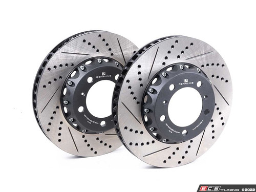 Front Drilled & Slotted 2-Piece Semi-Floating Brake Rotors - Pair (330x34)