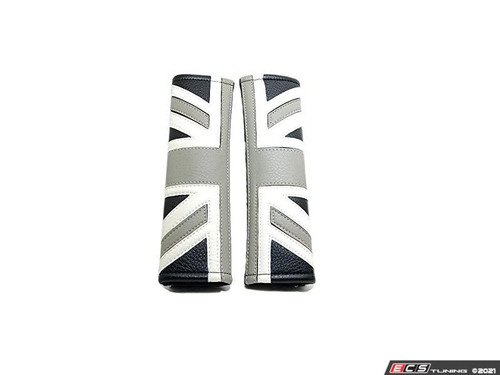 Union Jack  Gray Jack Seat Belt Strap Covers - Pair