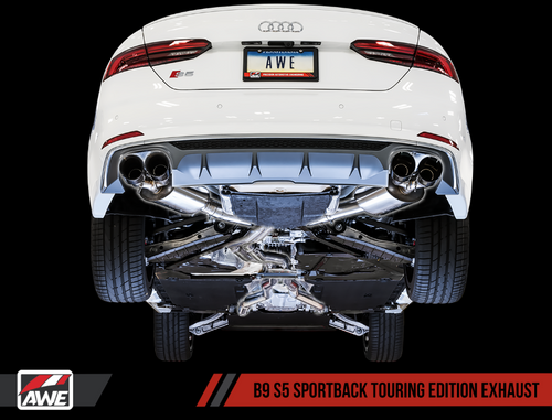 AWE Audi B9 S5 Sportback Touring Edition Exhaust - Non-Resonated (Black 102mm Tips)