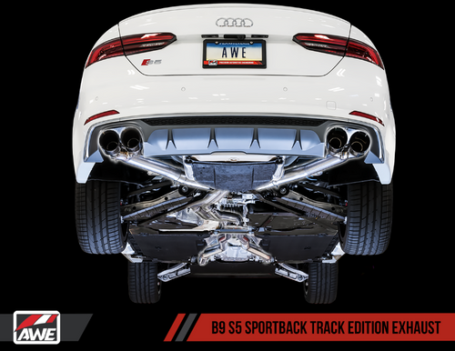 AWE Audi B9 S5 Sportback Track Edition Exhaust - Non-Resonated (Black 102mm Tips)