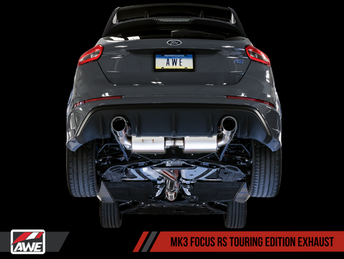 AWE Ford Focus RS Touring Edition Cat-back Exhaust- Resonated - Chrome Silver Tips