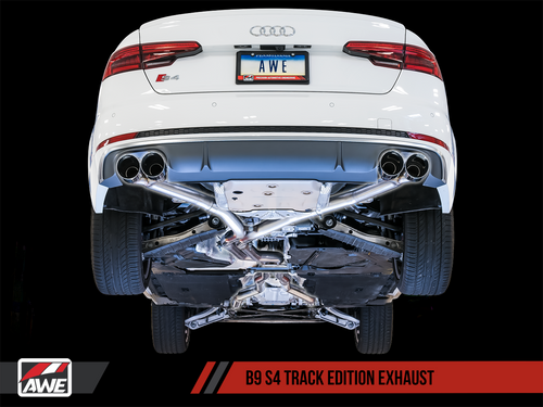 AWE Tuning Audi B9 S4 Track Edition Exhaust - Non-Resonated (Diamond Black 102mm Tips)