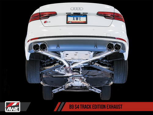 AWE Tuning Audi B9 S4 Track Edition Exhaust - Non-Resonated (Diamond Black 90mm Tips)