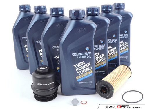 0W-30 Genuine BMW Oil Change Kit - With ECS Aluminum Oil Filter Cap